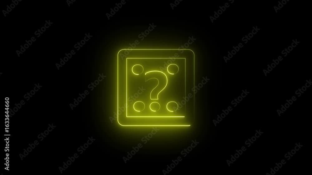 Fototapete neon block question mark animation.question icon animation.bright blue question mark in square shape