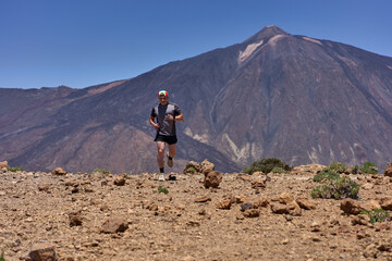 Trail runner training on Mount Guajara