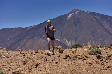 Trail runner training on Mount Guajara