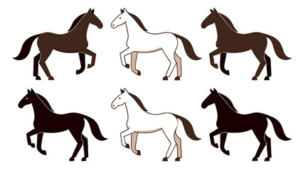 Obraz premium Collection of six horses in various poses and colors