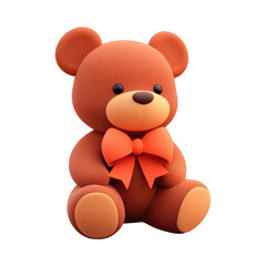 Obraz premium Cute cartoon teddy bear with an orange bow