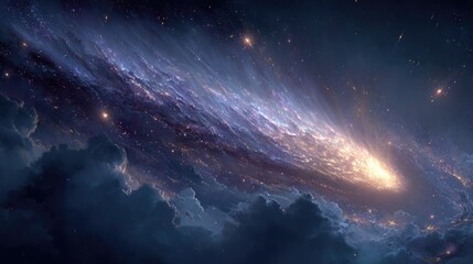 Fototapeta premium Cosmic comet streaking through nebula