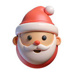 Fototapeta premium 3D Plastic Santa Claus Face Icon – Cute Shiny Cartoon Style for Christmas