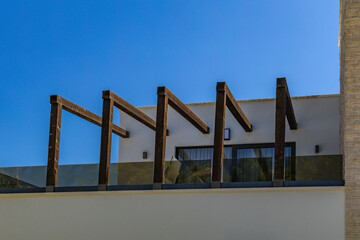 A modern viewing terrace in the apartment, garden terrace design, a place for rest and relaxation in front of the house Croatia