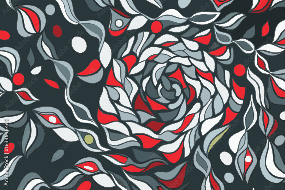 Poster abstract colorful graphic design with repeating organic shapes for various design applications