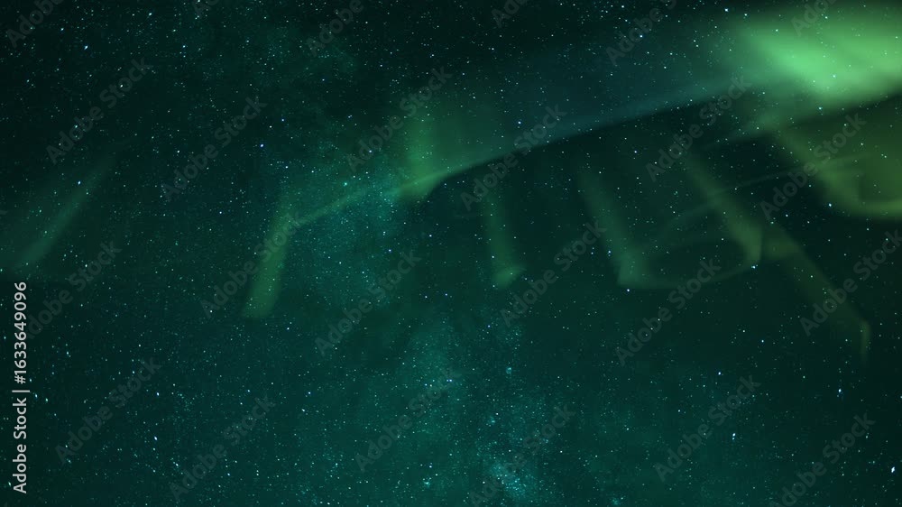 Wall mural aurora borealis animation amidst milky way loop