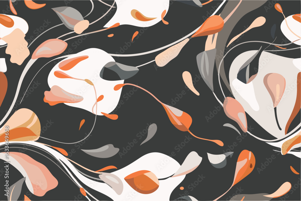 Poster abstract floral composition in modern style with layered overlapping forms