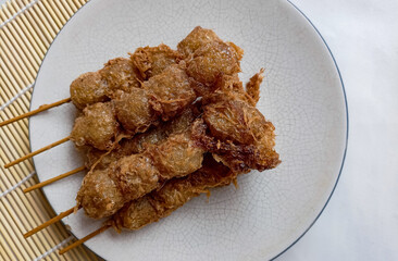 Cilor Tusuk is Tapioca Balls Wraped with Egg and Deep Fried, traditional Indonesian street food.