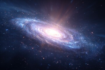 Obraz premium Exploring the depths of a vibrant galaxy filled with swirling cosmic colors and radiant light in a vast universe of stars and celestial wonders
