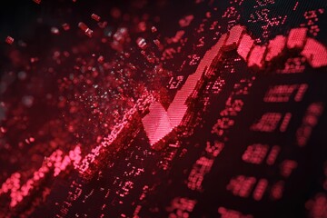 Stock market crash concept represents financial downturn with red color showing declining trends and volatility in trading markets during uncertain economic times