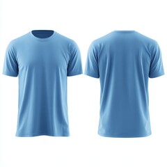 A stylish blue t-shirt, presented in front and back views