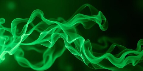 Obraz premium Swirling emerald and jade smoke wisps on a deep green backdrop, green background, graphic