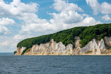 White chalk cliffs on the coast of the Baltic Sea in Ruegen Germany