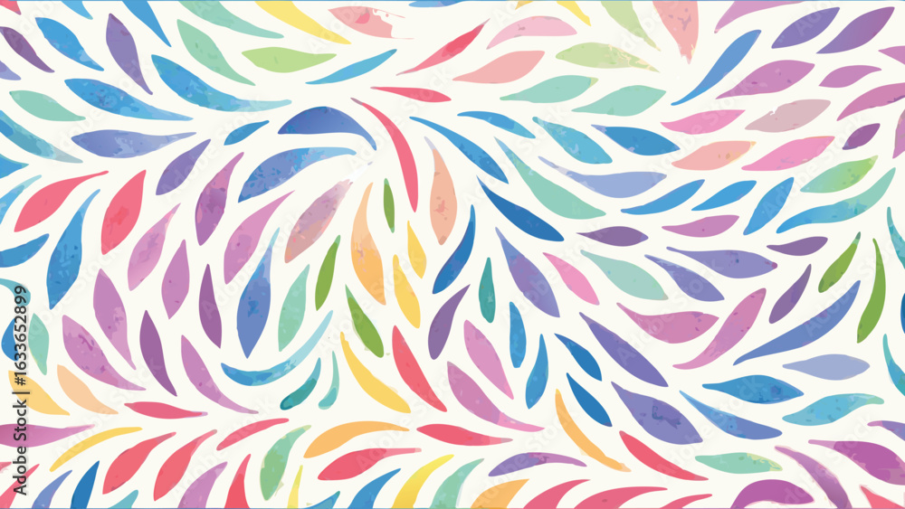 Aufkleber watercolor pattern featuring colorful leaf shapes arranged in a swirling and flowing design element 