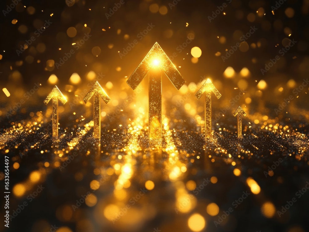 Aufkleber glittering golden arrows symbolize progress and success in a dynamic setting