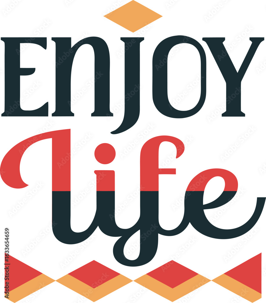 Aufkleber enjoy life typography print design featuring bold text and artistic elements isolated on transparent