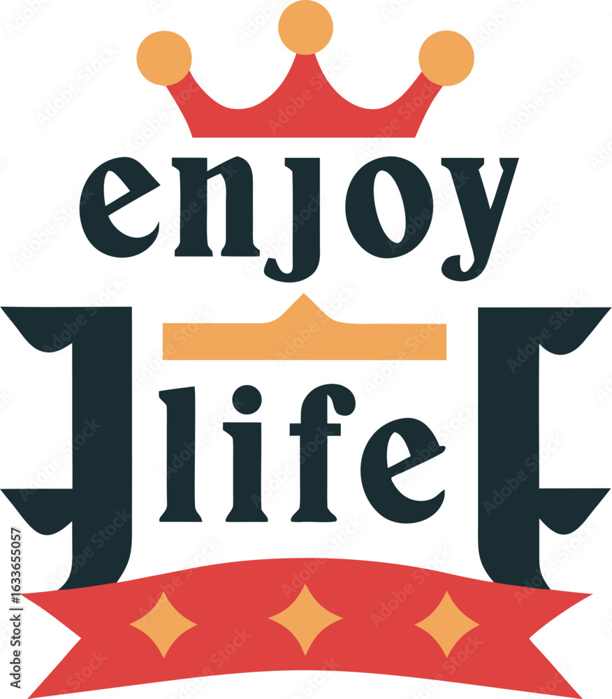 Aufkleber enjoy life typography print design featuring bold text and artistic elements isolated on transparent
