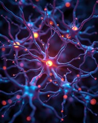 Neural Network Activity with Glowing Brain Connections, High-Resolution Concept Art	