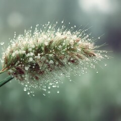 Dew-kissed seed head, soft focus, muted tones