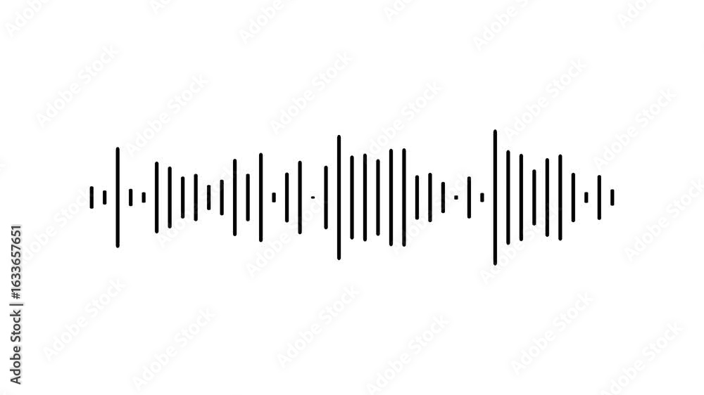 Poster animated sound wave spectrum, abstract music sound wave or audio wavefrom isolated on white backgrou