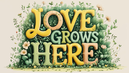 Love Grows Here: Whimsical Botanical Typography