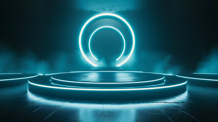 Abstract Digital Stage with Reflective Surfaces