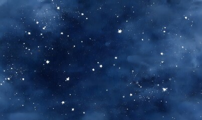 Naklejka premium A dark navy blue background with white stars and constellations, a vintage look, painted on paper with a grunge texture.