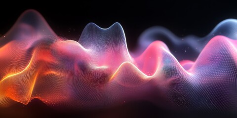Obraz premium Abstract Colorful Digital Waveform with Vibrant Pink Blue and Orange Tones for Technology and Futuristic Design
