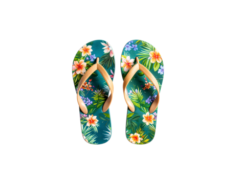 Colorful rubber flip flops for summer beach fashion, isolated on white background