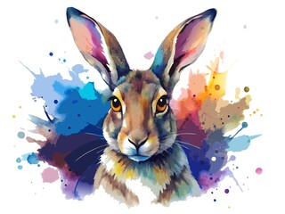 An abstract watercolor hare, its form implied through color and texture, creating a unique and evocative piece.