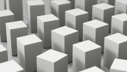Obraz premium Abstract pattern of white geometric cubes arranged in a neat and orderly grid.