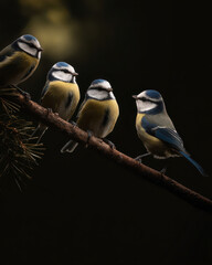 Blue Tits on Branch