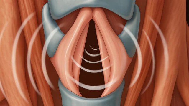 Human Larynx Anatomy and Vocal Cord Vibration Simulation