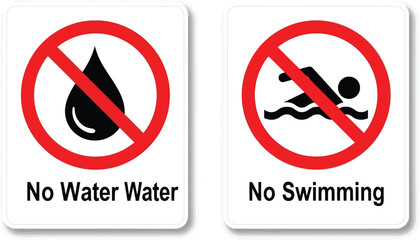 No water and no swimming sign isolated on white background, a prohibition symbol for safety and restriction, a graphic vector illustration
