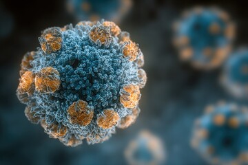 Fototapeta premium Microscopic view highlighting the structure and features of human metapneumovirus observed in a laboratory setting