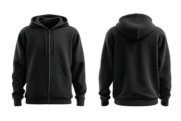 Full view of a black zip-up hoodie (1)