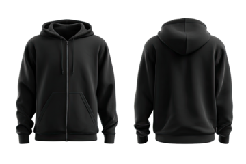 Full view of a black zip-up hoodie (1)