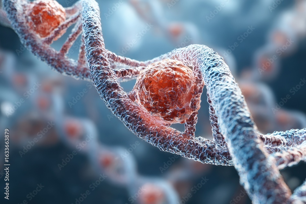 Poster visual representation of dna double helix structure showcasing cellular biology components and molec