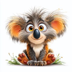 Fototapeta premium Adorable Cartoon Koala with Wild Fluffy Fur A Delightful Digital Illustration for Animal Lovers and Enthusiasts