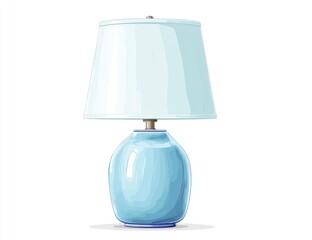 Light blue ceramic table lamp with white shade