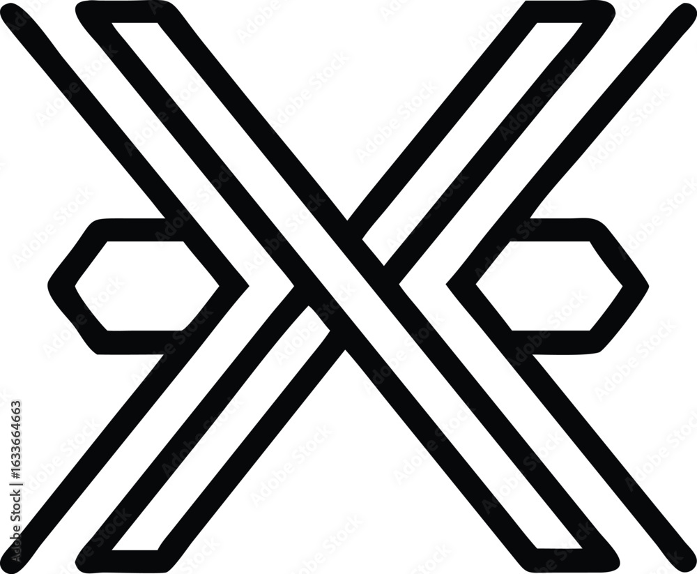 Poster minimalist black x symbol design with transparency for various creative applications