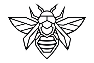Geometric bee outlined in black showcasing its distinct features, from head to abdomen