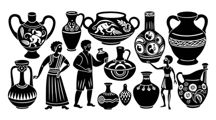 vector illustration of vases