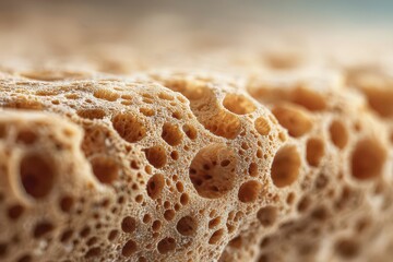 Close-up of a porous sponge texture, macro shot.