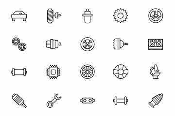 A bold line art bundle spotlighting essential car parts in a sleek single-line aesthetic. Perfect for auto repair posters, mechanic branding, and automotive guides.