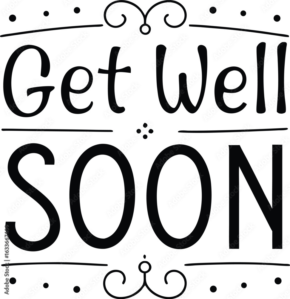 Aufkleber get well soon typography print design featuring bold text and cheerful elements isolated on transpar