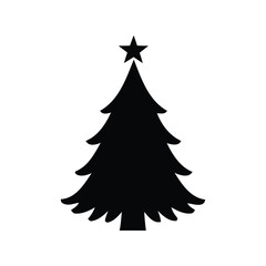Obraz premium Black christmas tree silhouette vector illustration festive holiday icon winter season graphic