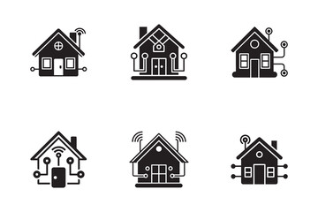 Fototapeta premium Smart Home Automation and Technology Conceptual Icons representing Modern Living and Connectivity in a Digital Age