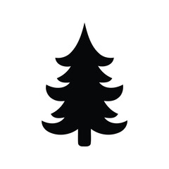 Obraz premium Black christmas tree silhouette vector pine evergreen icon winter holiday symbol isolated graphic