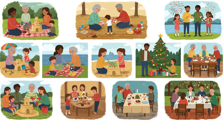 Warm Family Moments Togetherness Vector Illustration